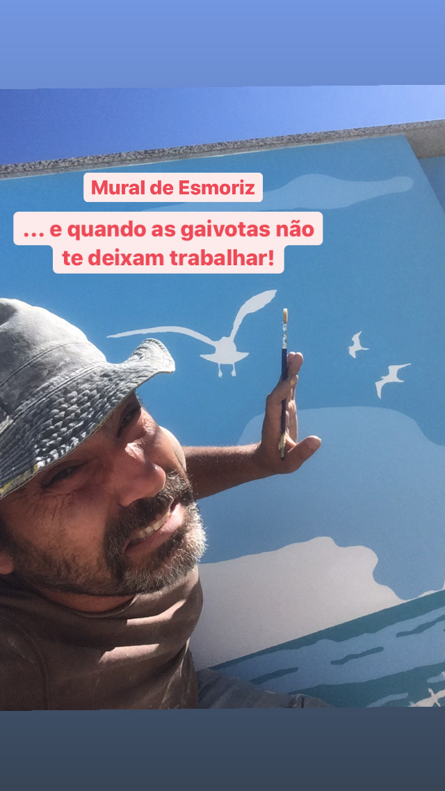 "Mural of Esmoriz.... and when the seagulls won't let you work!"