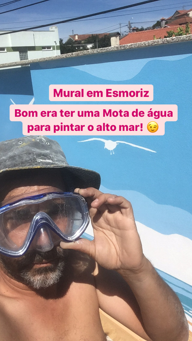 "Esmoriz Mural. It would be nice to have a motorbike to paint the high seas!"